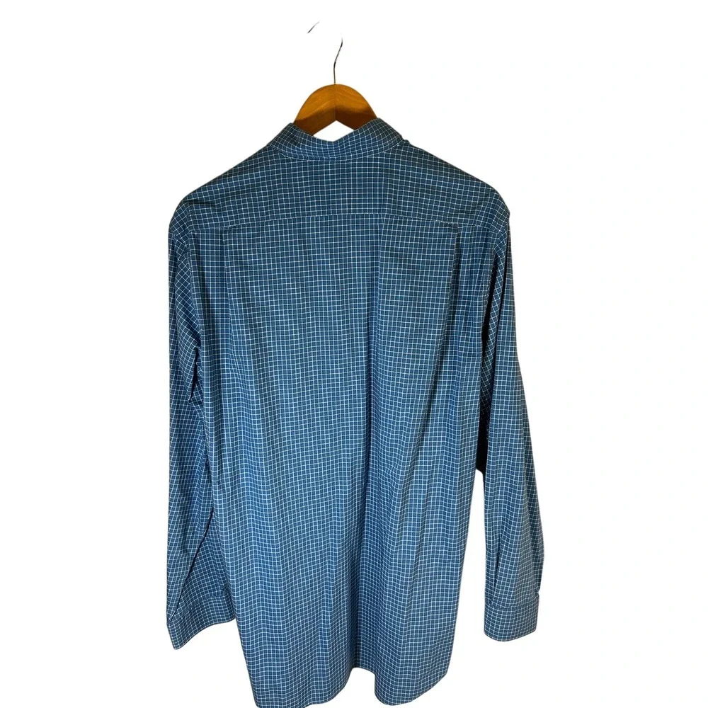 LL Bean Traditional Fit Long Sleeve Button Down Shirt Blue‎ Plaid M Tall